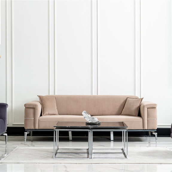 Glara Home DEFNE Modern Style Grey and Light brown European Sofa Set