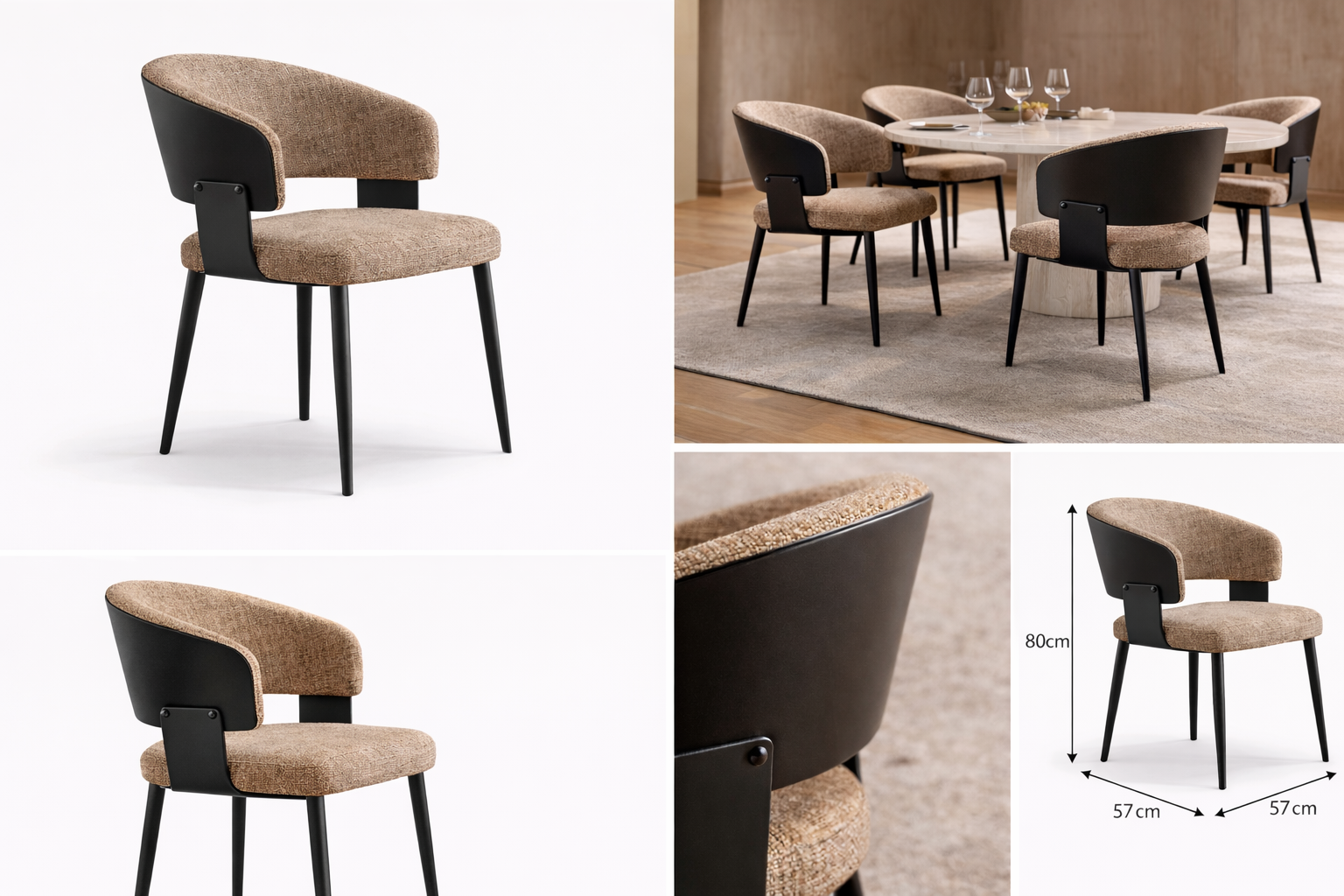 Arco Hemp Upholstered Dining Chair - GLARA HOME