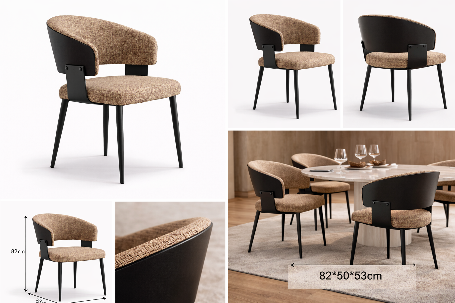 Arco Hemp Upholstered Dining Chair - GLARA HOME