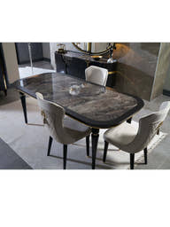 Arya Black Dining Table (Gold ) - GLARA HOME