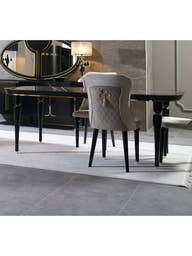 Arya Black Dining Table (Gold ) - GLARA HOME