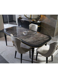 Arya Black Dining Table (Gold ) - GLARA HOME