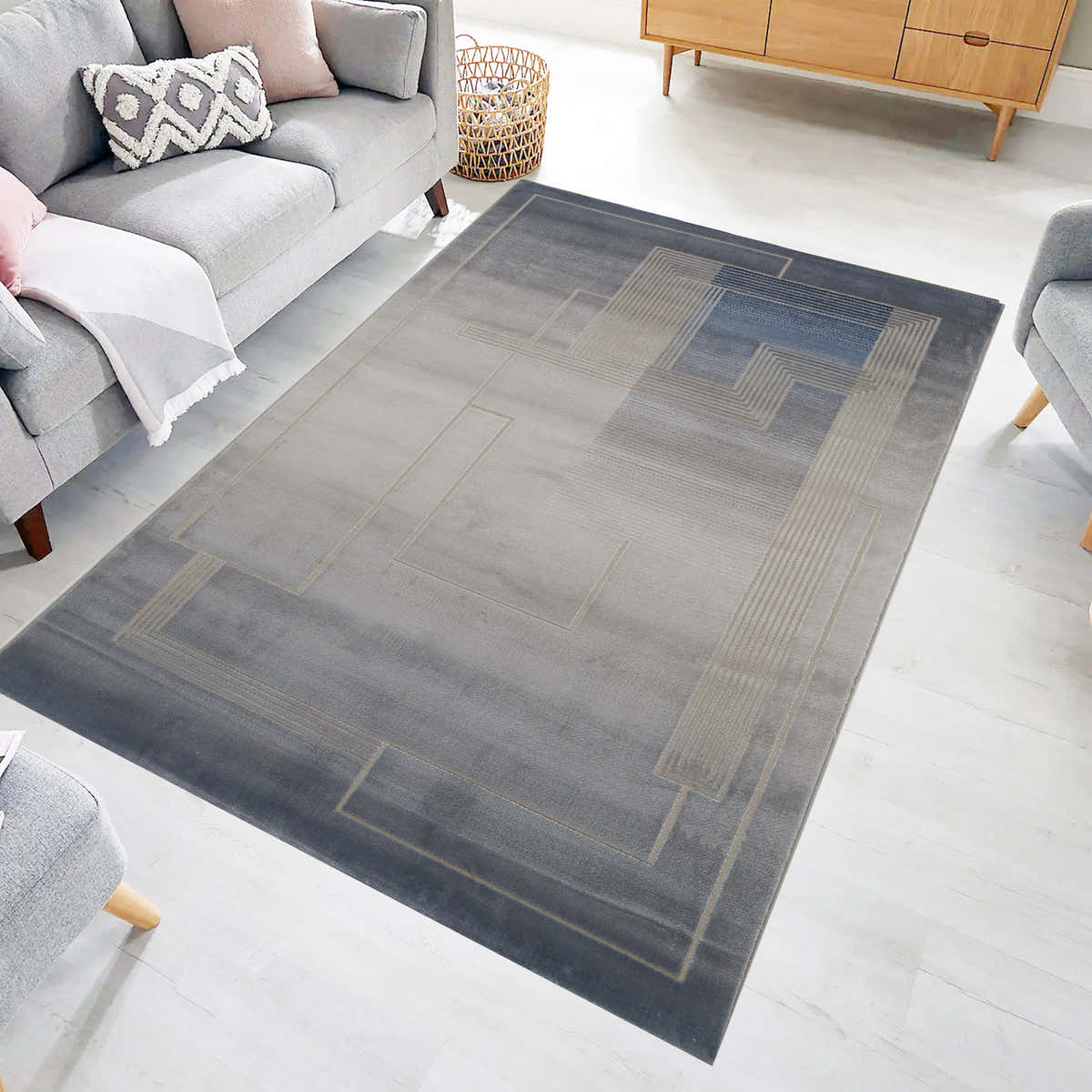 Azure Horizon Geometric Area Rug (PR-05) - GLARA HOME