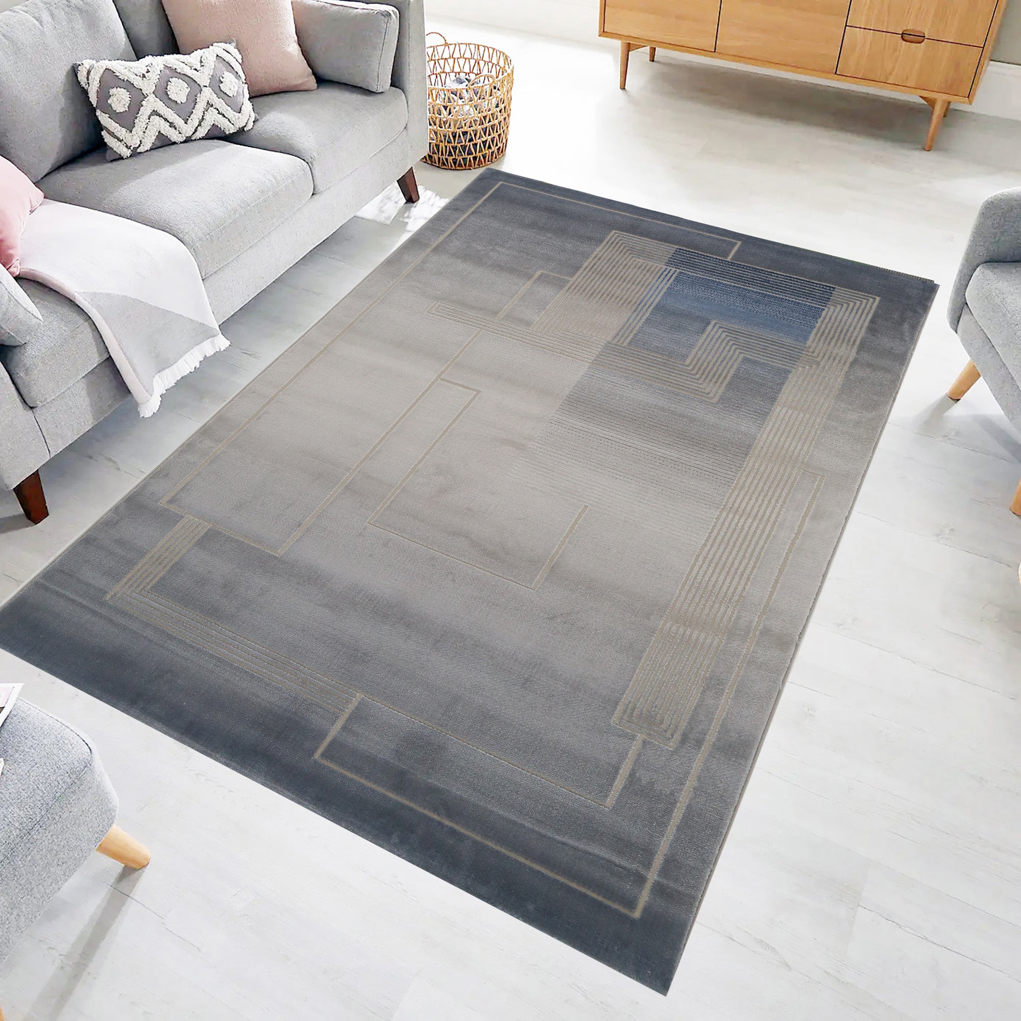Azure Horizon Geometric Area Rug (PR-05) - GLARA HOME