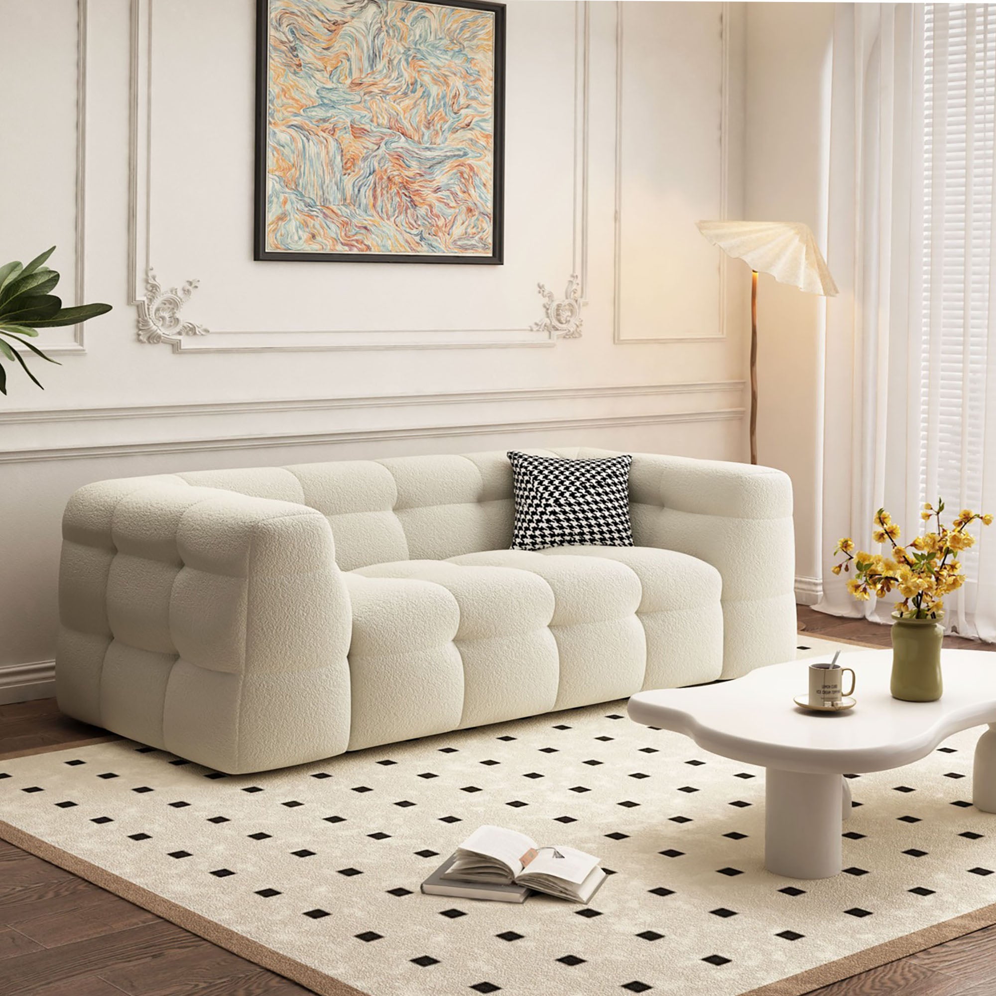 Bela Lamb Wool Cloud Sofa – Cream - GLARA HOME