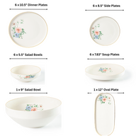 Bloom 26-Pieces Bone China Dinner Set – 24K Gold Rim & Floral Charm (SD-264) - GLARA HOME