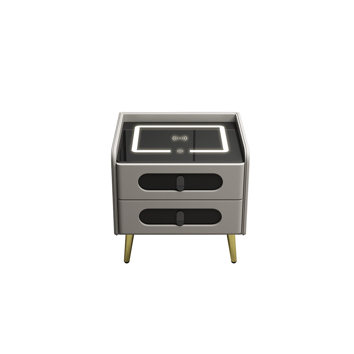 CA011-K- USB-4  Beige / Black Smart Night Stand - GLARA HOME