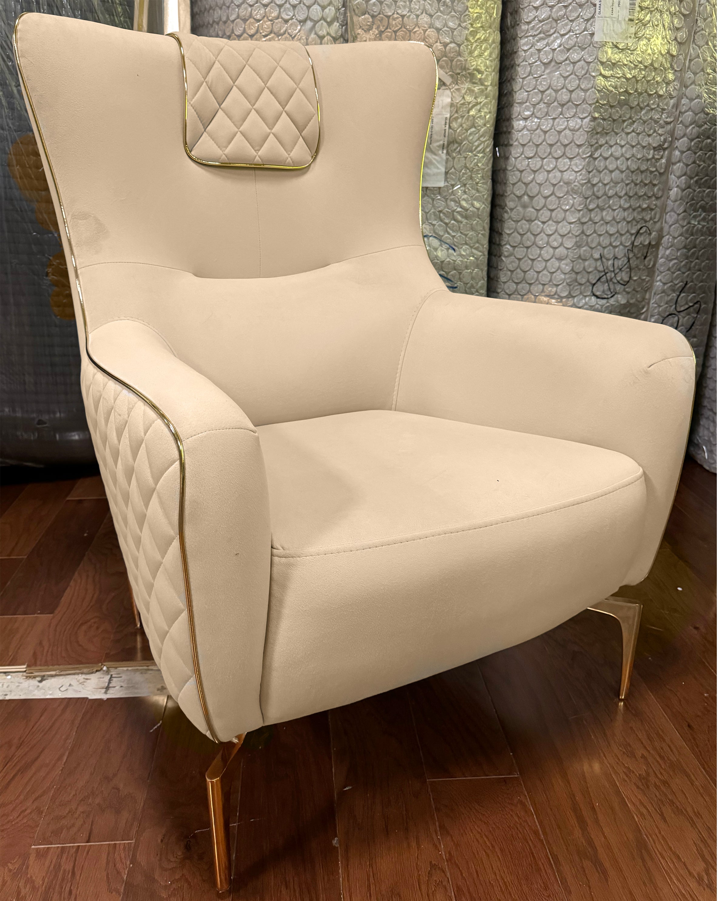 Casa Accent Chair ( Max02 Beige Gold ) - GLARA HOME