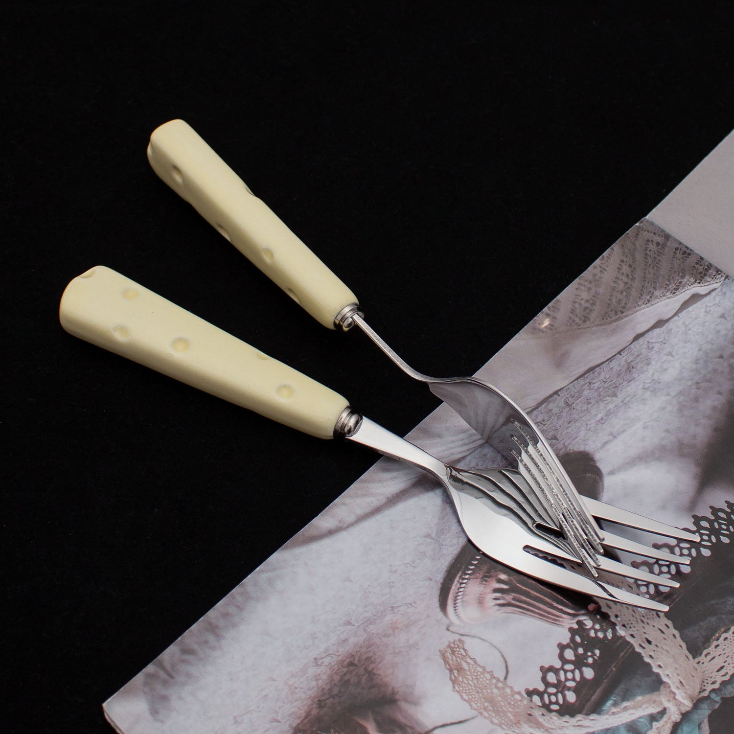 Ceramic Minimalist Milky Fruit Knife/Fork Set - GLARA HOME