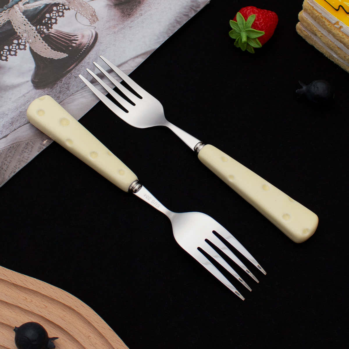 Ceramic Minimalist Milky Fruit Knife/Fork Set - GLARA HOME