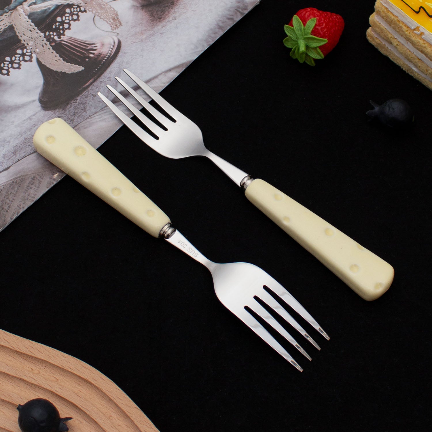 Ceramic Minimalist Milky Fruit Knife/Fork Set - GLARA HOME