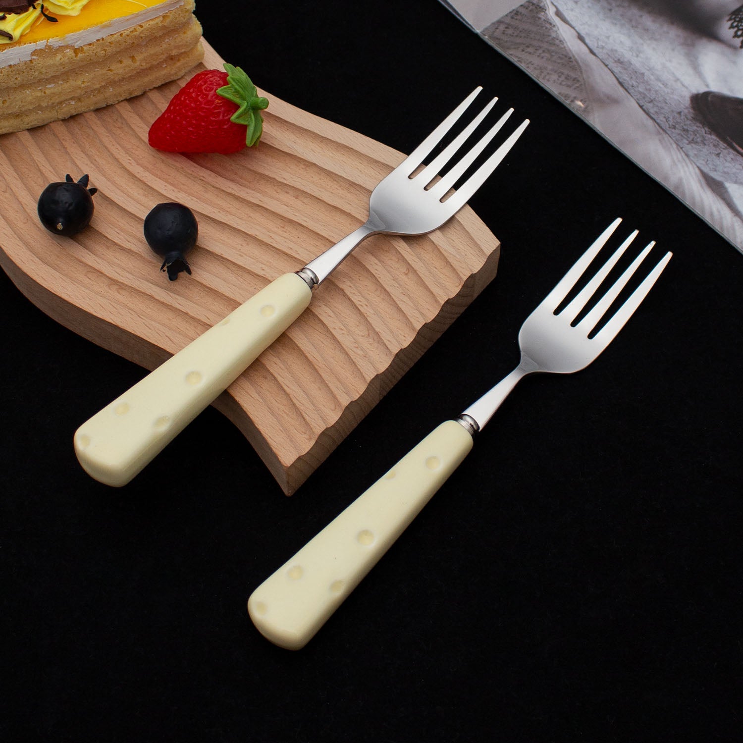 Ceramic Minimalist Milky Fruit Knife/Fork Set - GLARA HOME