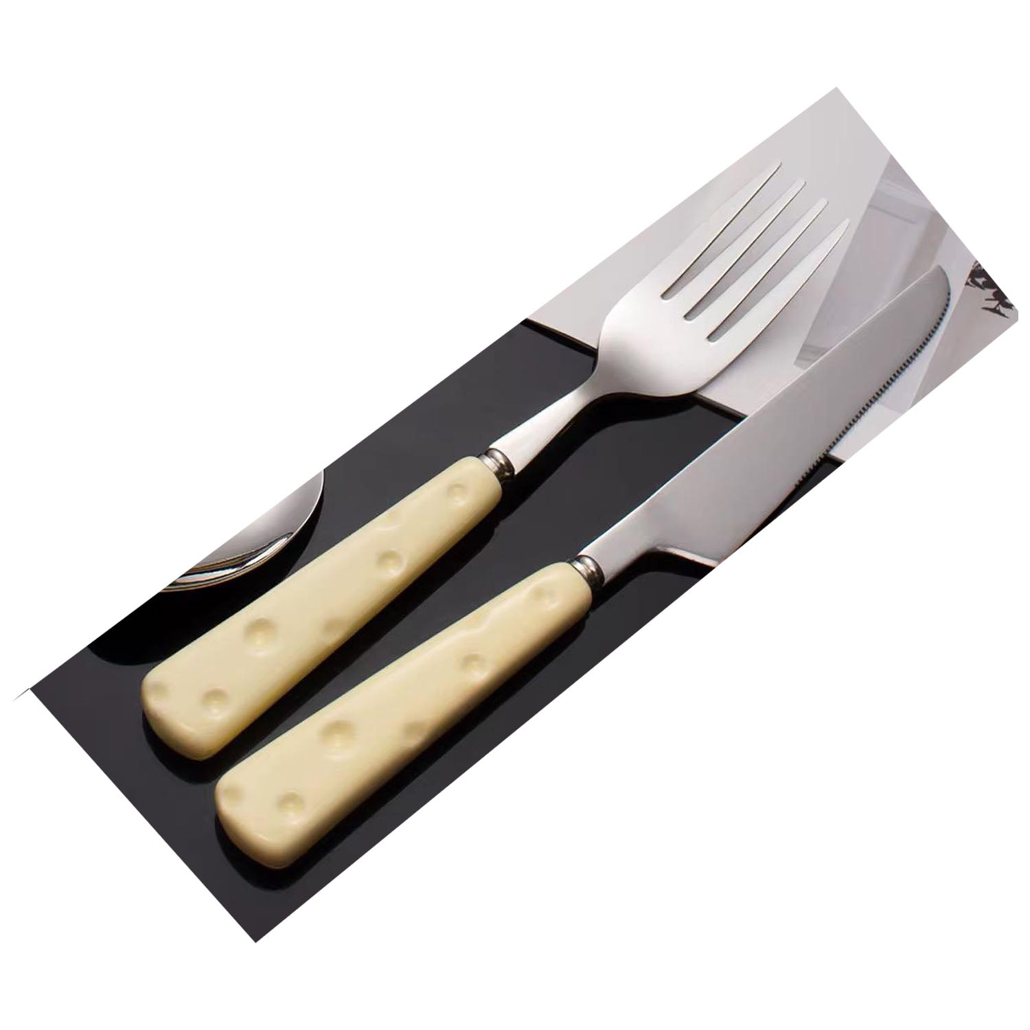 Ceramic Minimalist Milky Fruit Knife/Fork Set - GLARA HOME