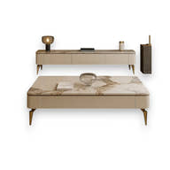 Chanel Gold Luxe Living Room Set – Marble Coffee Table & TV Stand (9105) - GLARA HOME