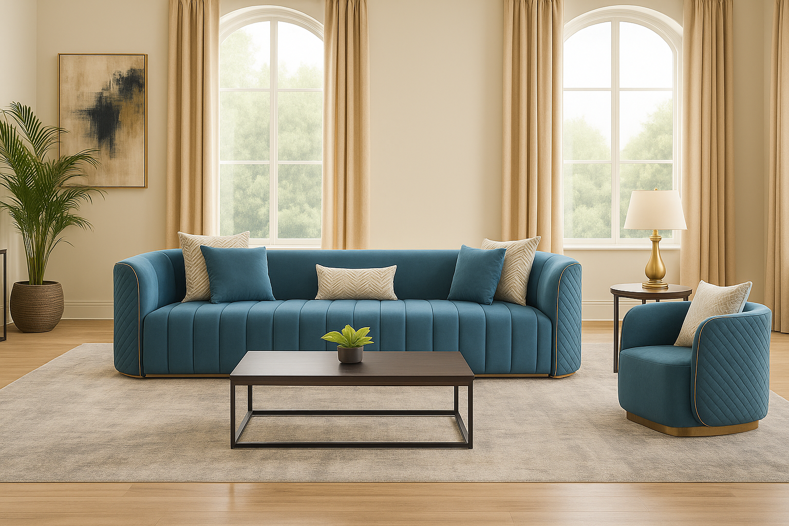 Gusto/ Rose Gold Accent Sofa Set ( Maxwell 20 )