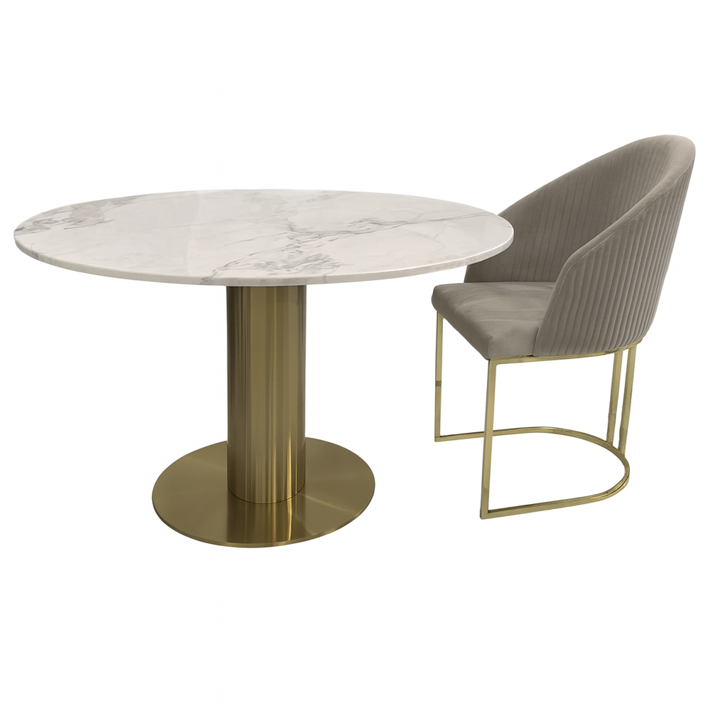 Prada Dining Chair ( Max17 Grey/ Gold )