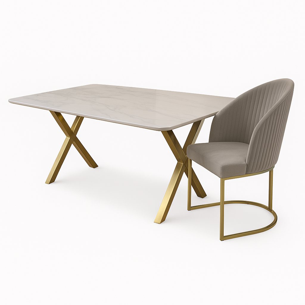 Prada Dining Chair ( Max17 Grey/ Gold )