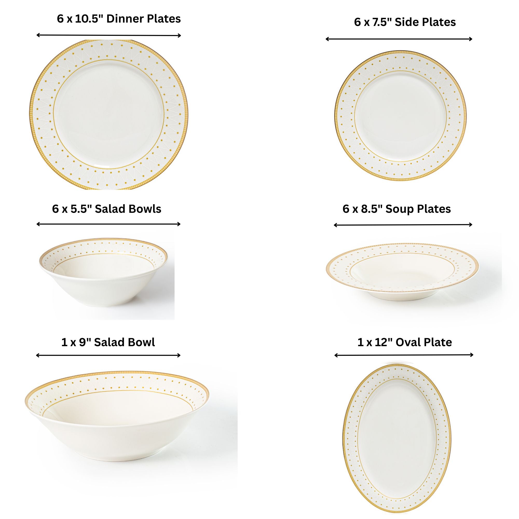 Classic Gold 26-Pieces Bone China Dinner Set – Timeless Luxury (SD-266) - GLARA HOME