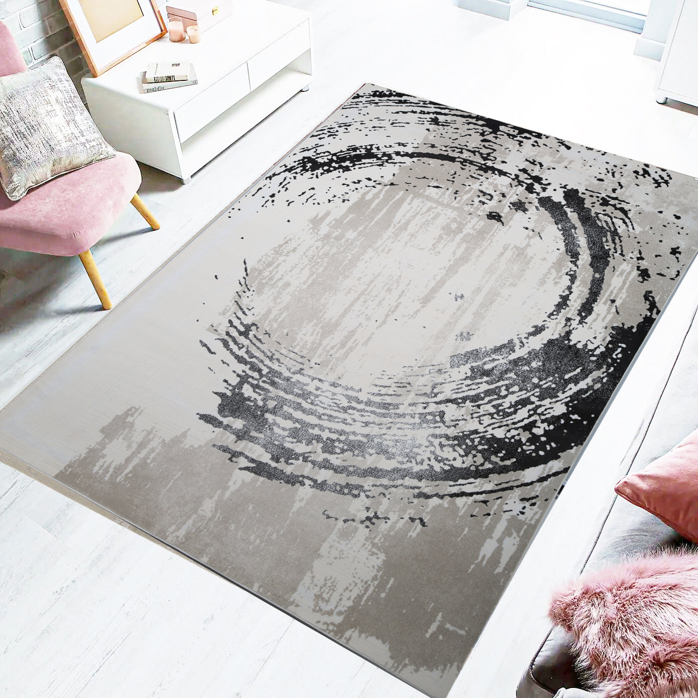 Cosmic Orbit Abstract Area Rug (RM-02) - GLARA HOME