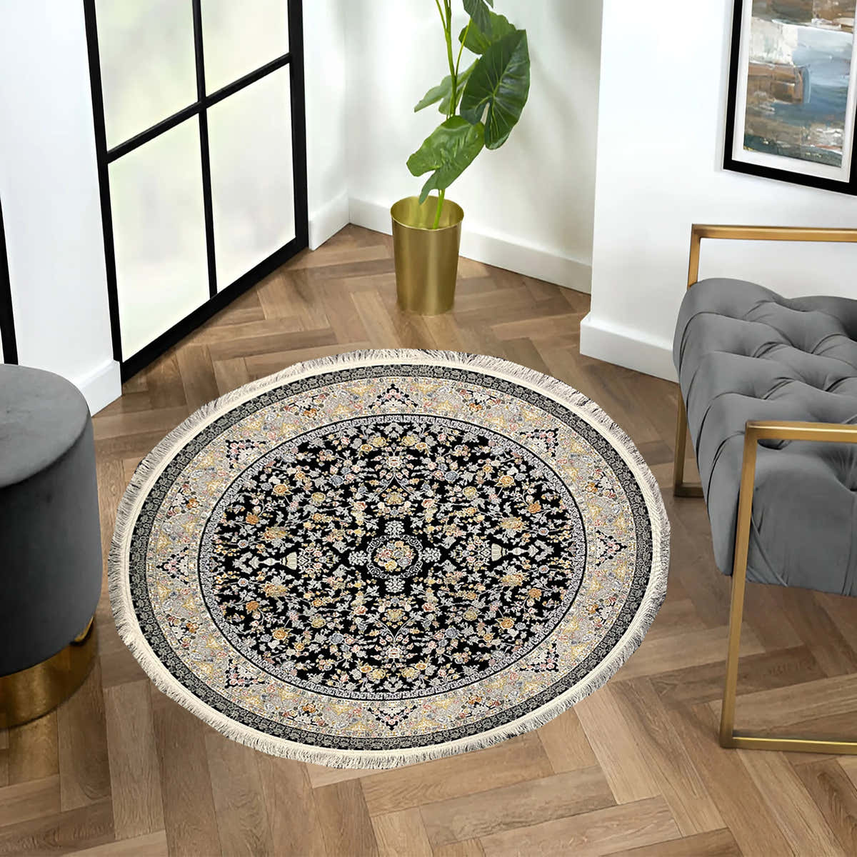 Diwan 1200 Reed Round Rug - GLARA HOME
