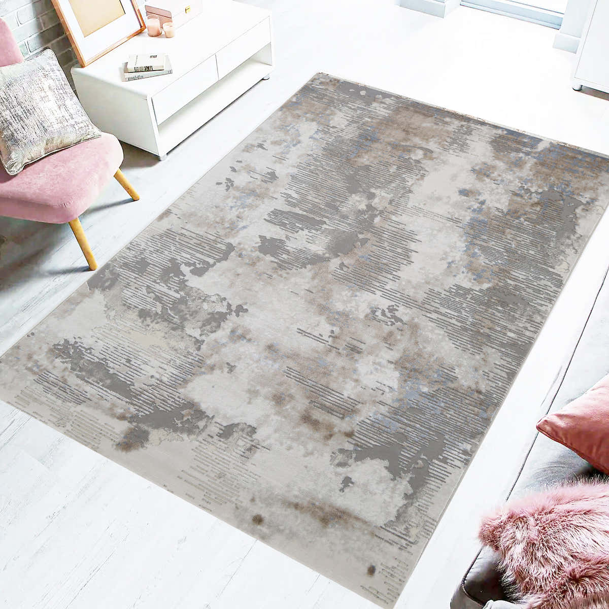 Driftwood Mist Abstract Area Rug (MDC-09) - GLARA HOME