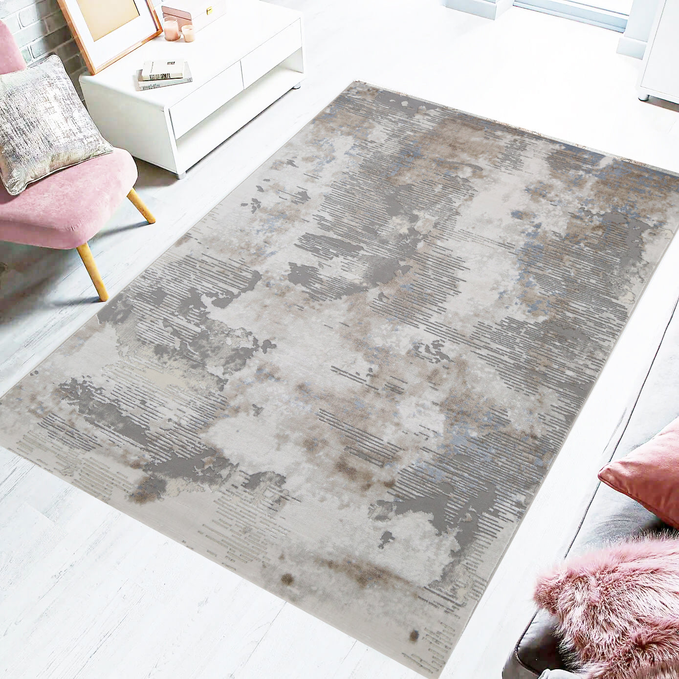 Driftwood Mist Abstract Area Rug (MDC-09) - GLARA HOME