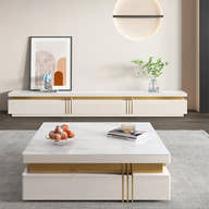 EAWX021 Albali White / Gold Coffee Table - GLARA HOME
