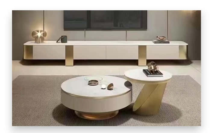 Elano Marble & Gold Coffee Table/ TV Stand Set - GLARA HOME