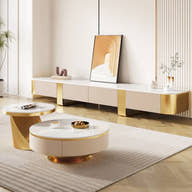 Elano Marble & Gold Coffee Table/ TV Stand Set - GLARA HOME