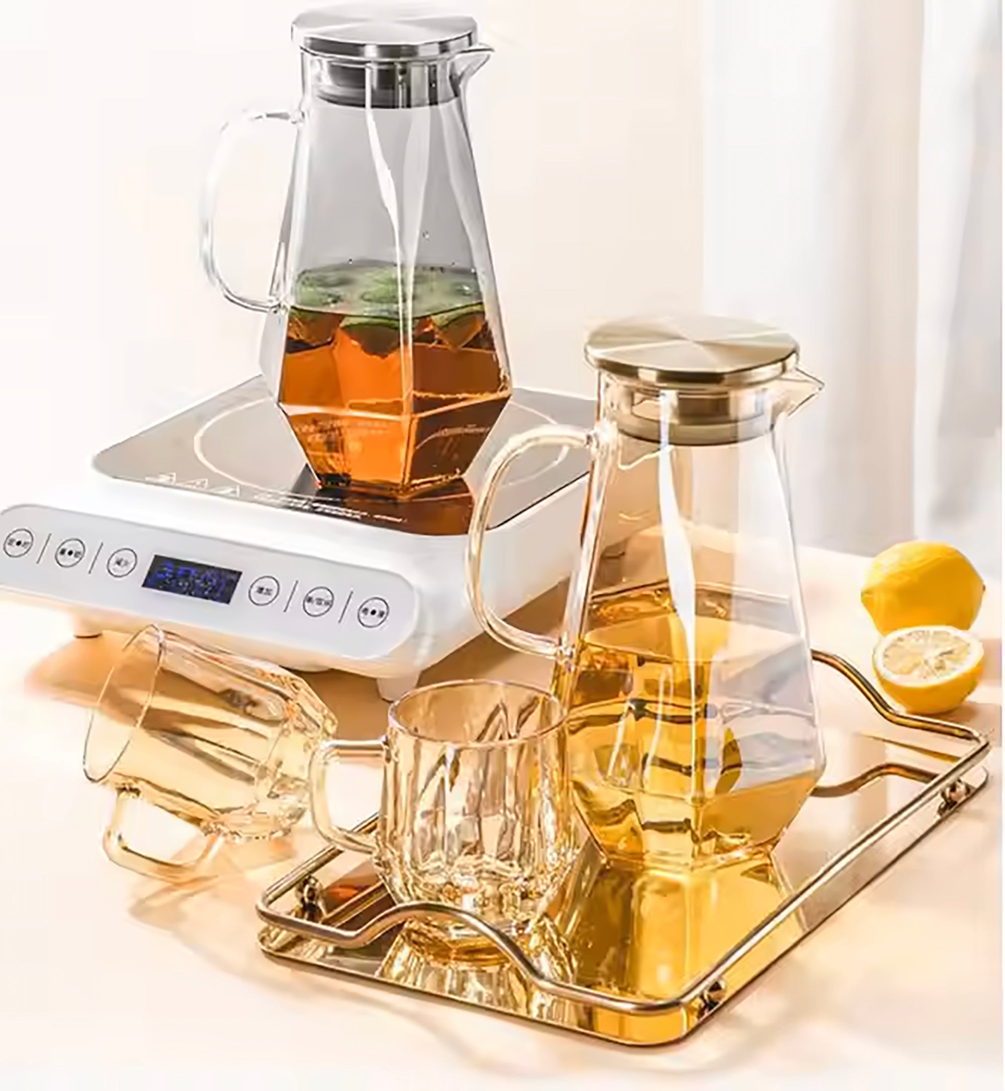 Elegant Amber Diamond Glass Pitcher Set – 1.5L Jug & 6 Glasses (RTL-16) - GLARA HOME