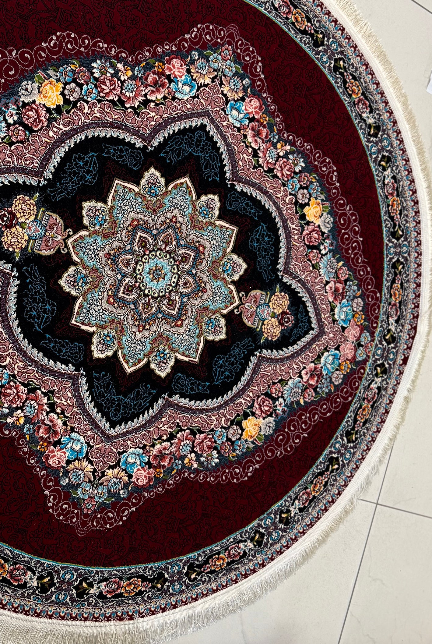 Garden Red Persian round Rug - GLARA HOME