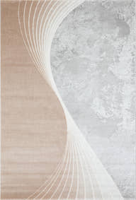 Glara “ARCORA” Modern Curve Area Rug – Beige & Grey Statement Design ( TX -06 ) - GLARA HOME