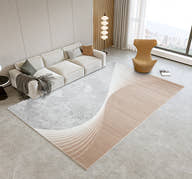 Glara “ARCORA” Modern Curve Area Rug – Beige & Grey Statement Design ( TX -06 ) - GLARA HOME
