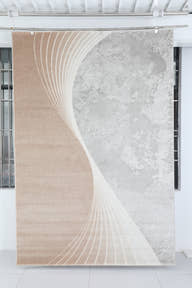 Glara “ARCORA” Modern Curve Area Rug – Beige & Grey Statement Design ( TX -06 ) - GLARA HOME