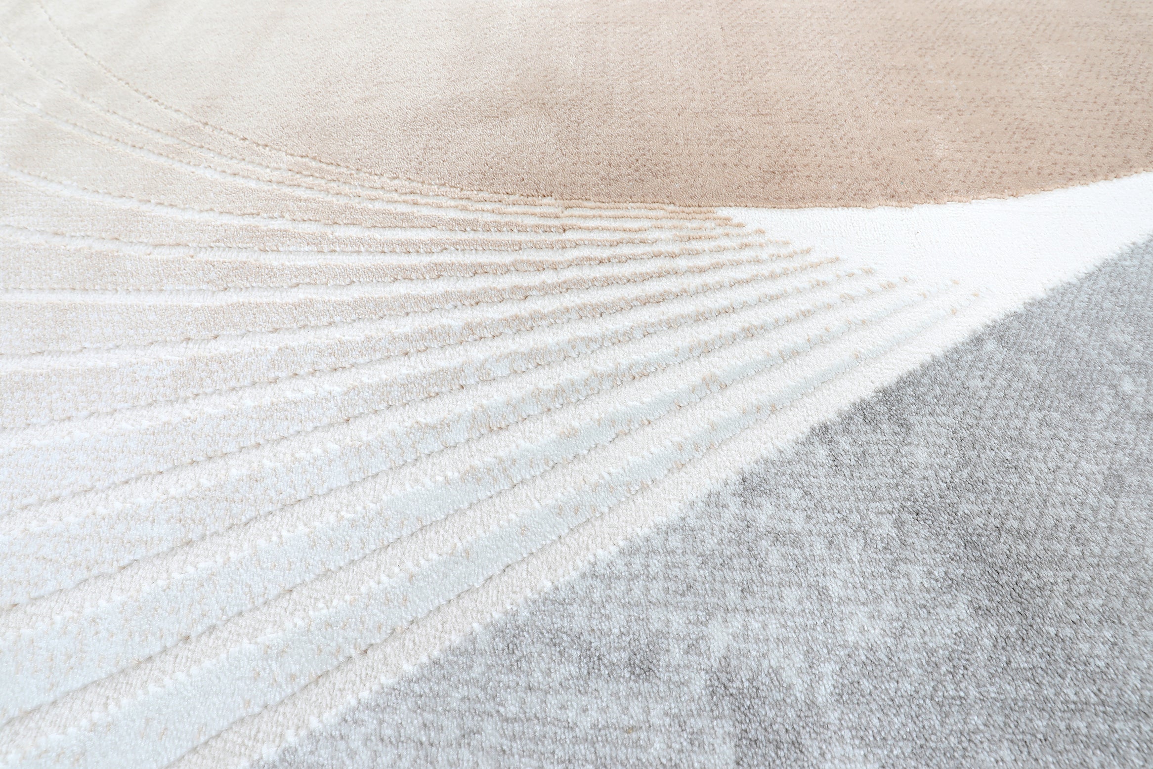 Glara “ARCORA” Modern Curve Area Rug – Beige & Grey Statement Design ( TX -06 ) - GLARA HOME