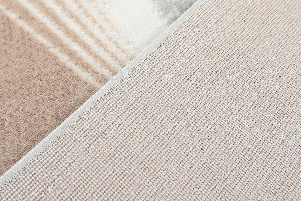 Glara “ARCORA” Modern Curve Area Rug – Beige & Grey Statement Design ( TX -06 ) - GLARA HOME