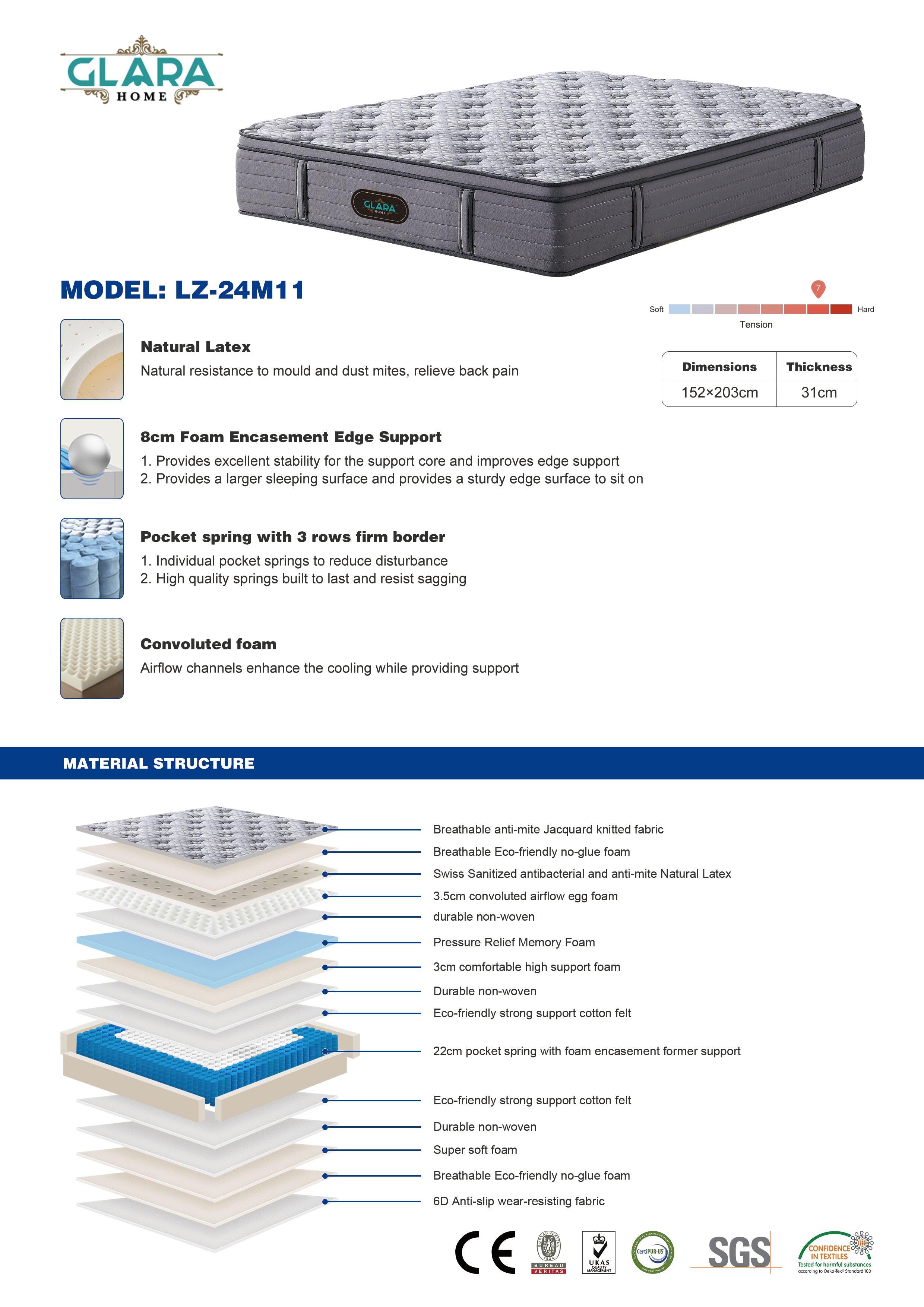 Glara Home LZ-24M11 Compressed Mattress - GLARA HOME