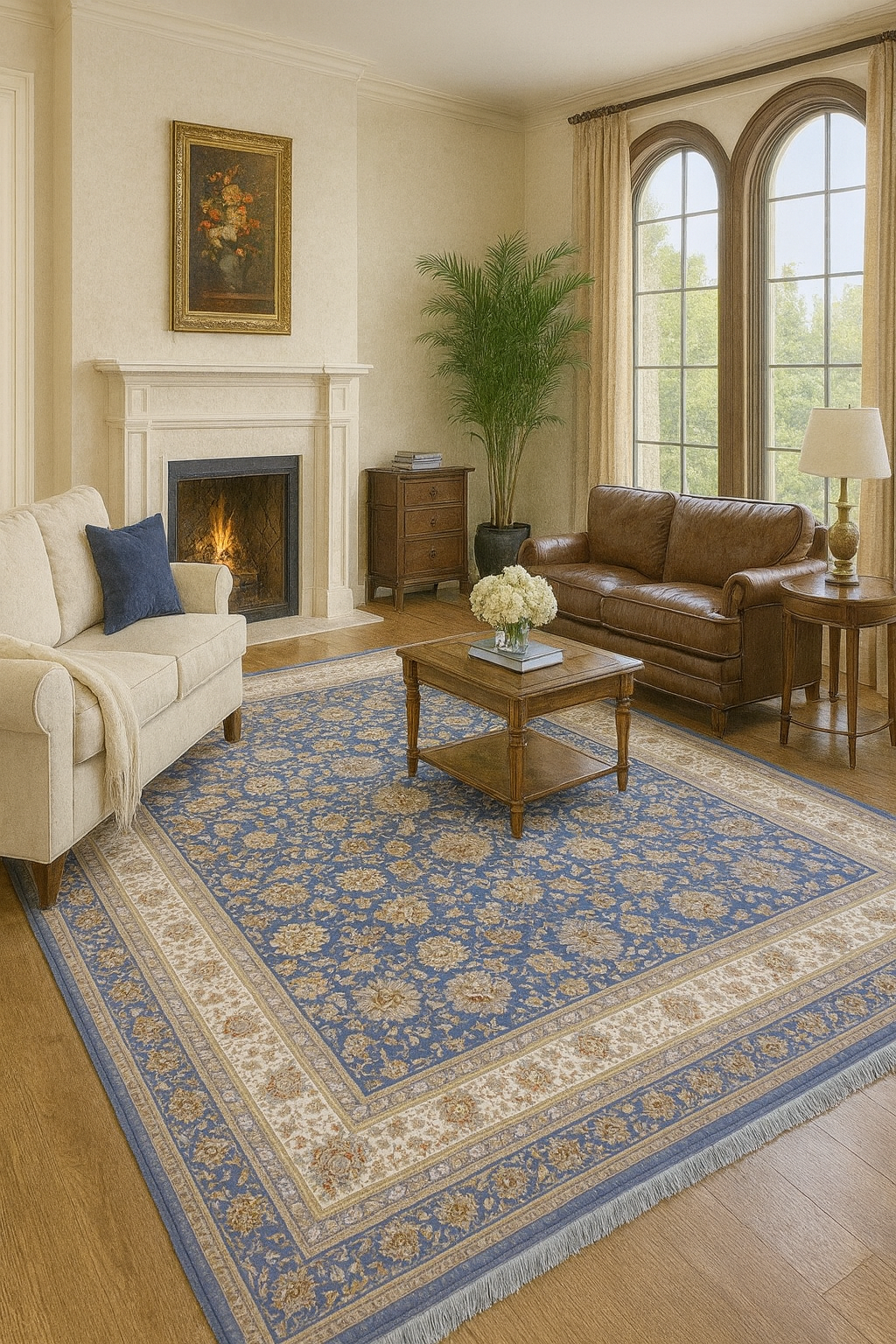 Golpar 1500 Reed Blue Persian Area Rug - GLARA HOME