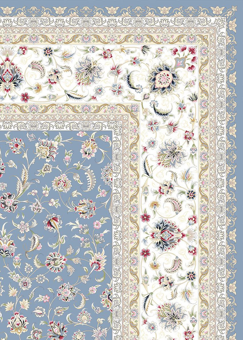 Golrokh 1500 Reed Blue Persian Rug - GLARA HOME
