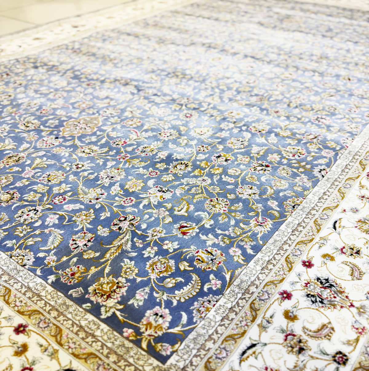 Golrokh 1500 Reed Blue Persian Rug - GLARA HOME