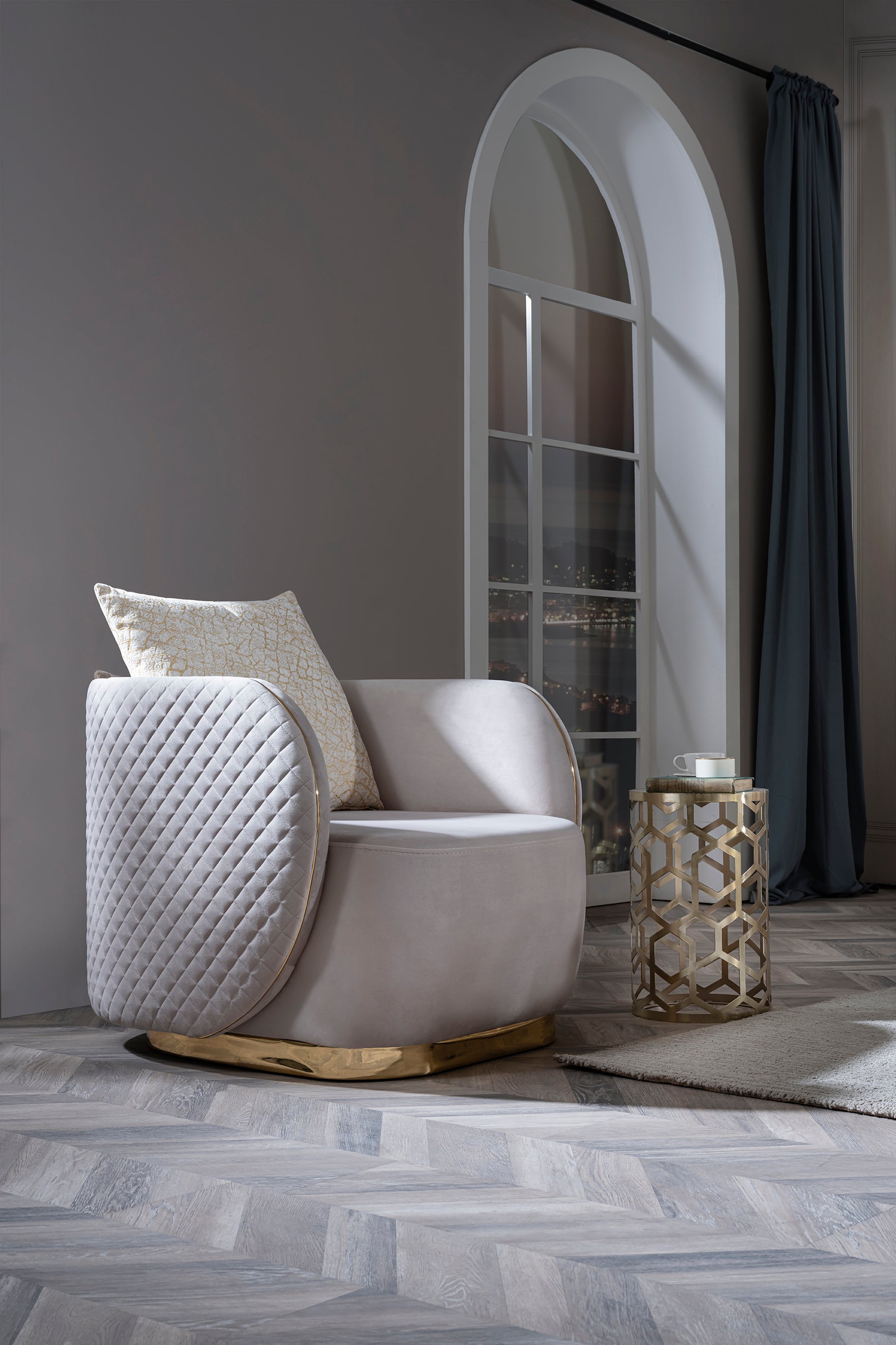Gusto Sofa ( Max01 Cream/ Gold - GLARA HOME