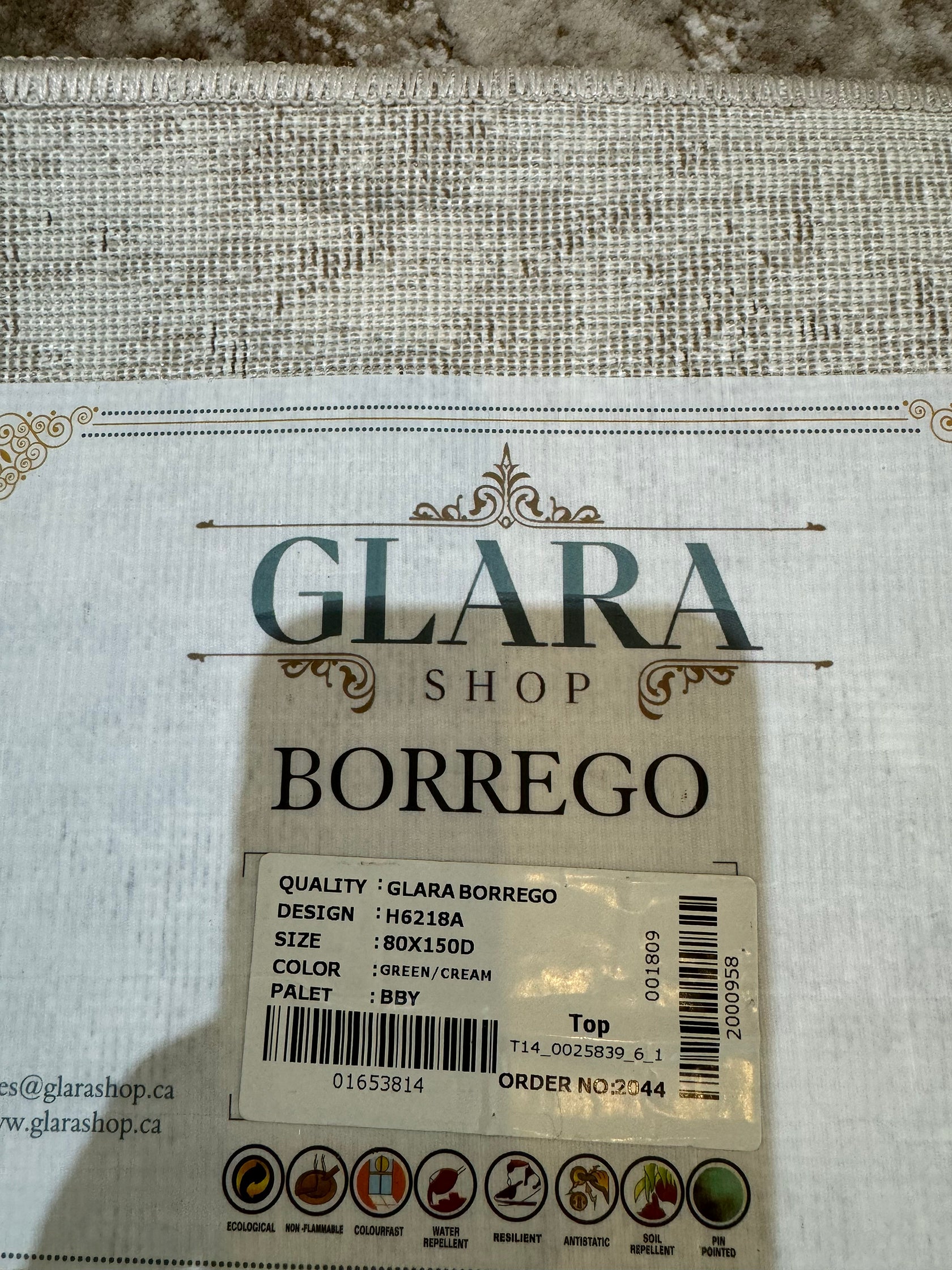 H6218  Green Runner Rug - GLARA HOME