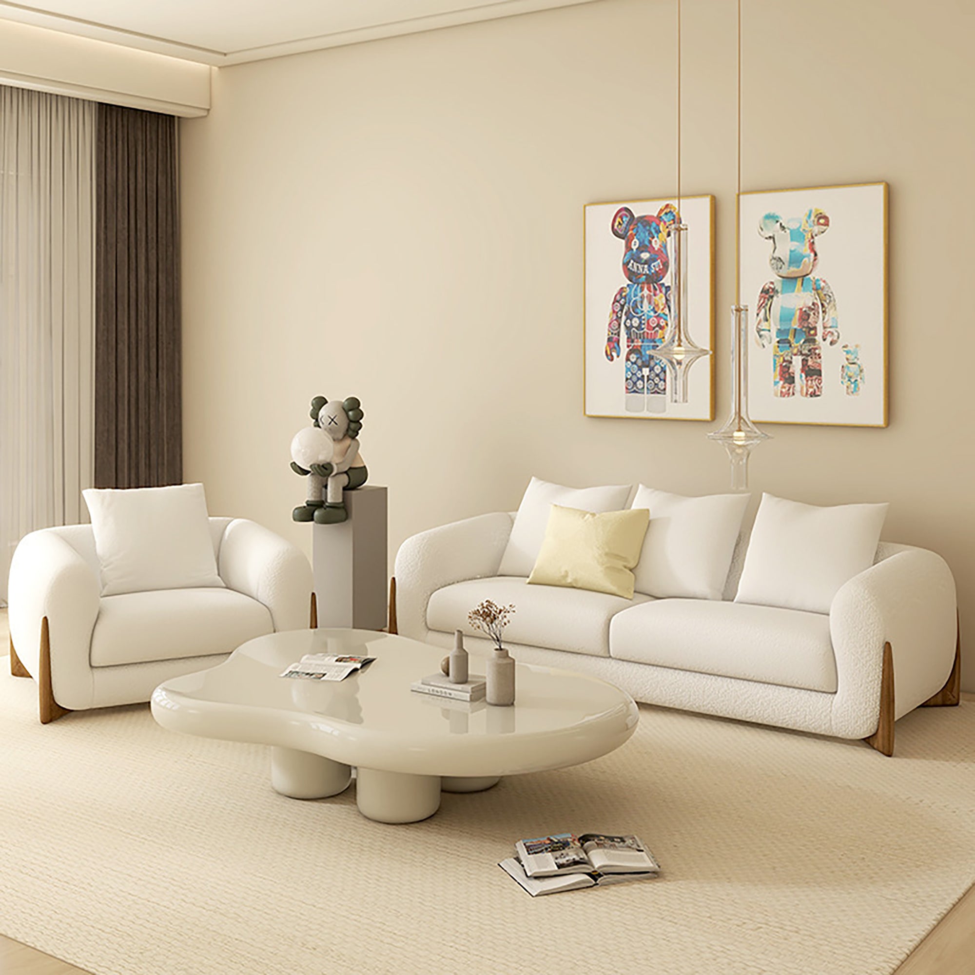Haven Sofa Set – Cream Lambswool - GLARA HOME