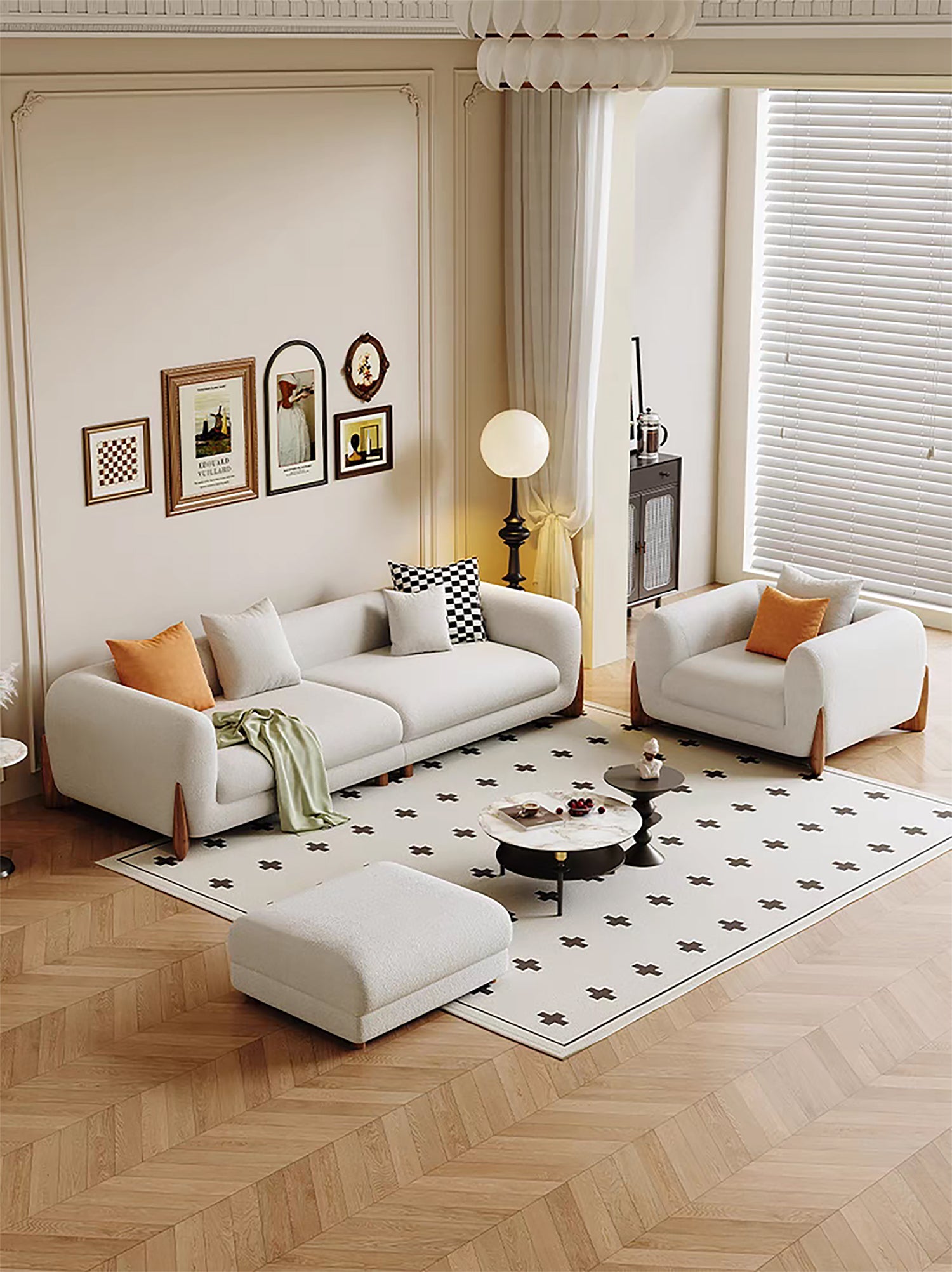 Haven Sofa Set – Cream Lambswool - GLARA HOME