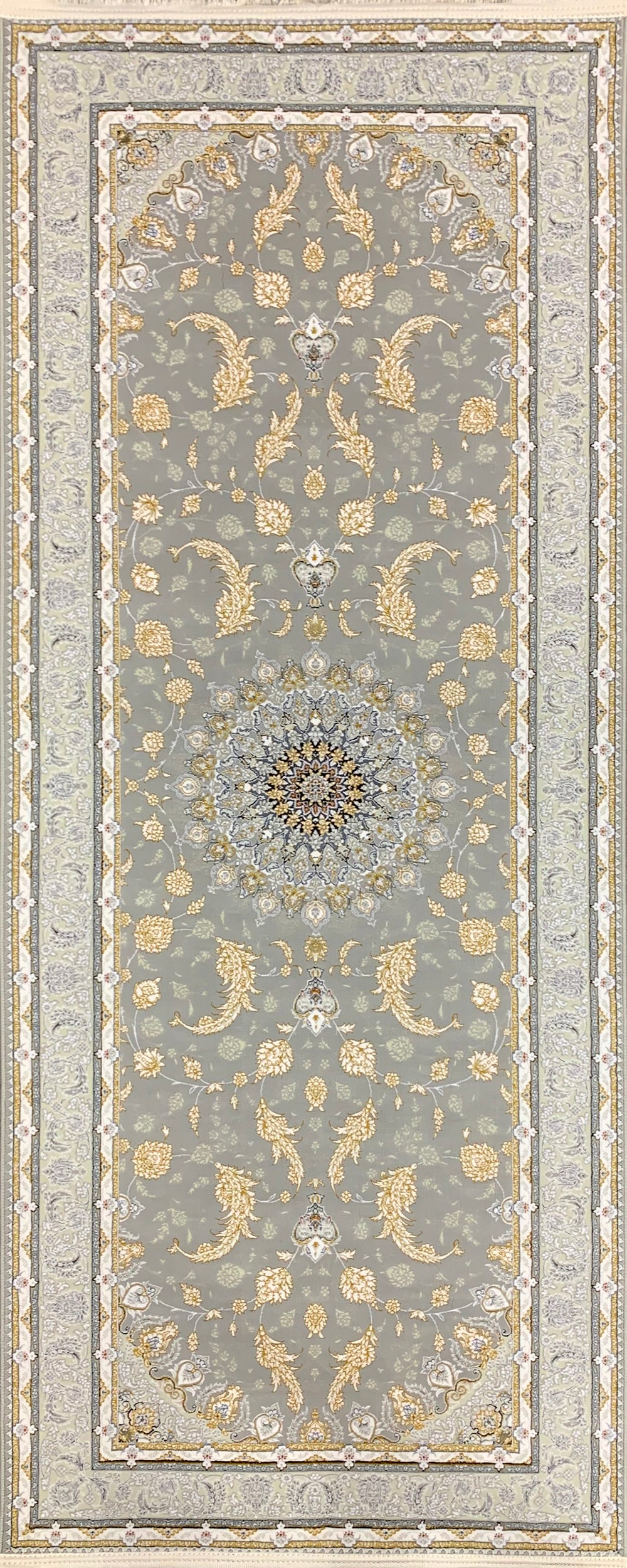 ISFAHAN GREY, Modern Design Grey With Gold Accent Area Rug