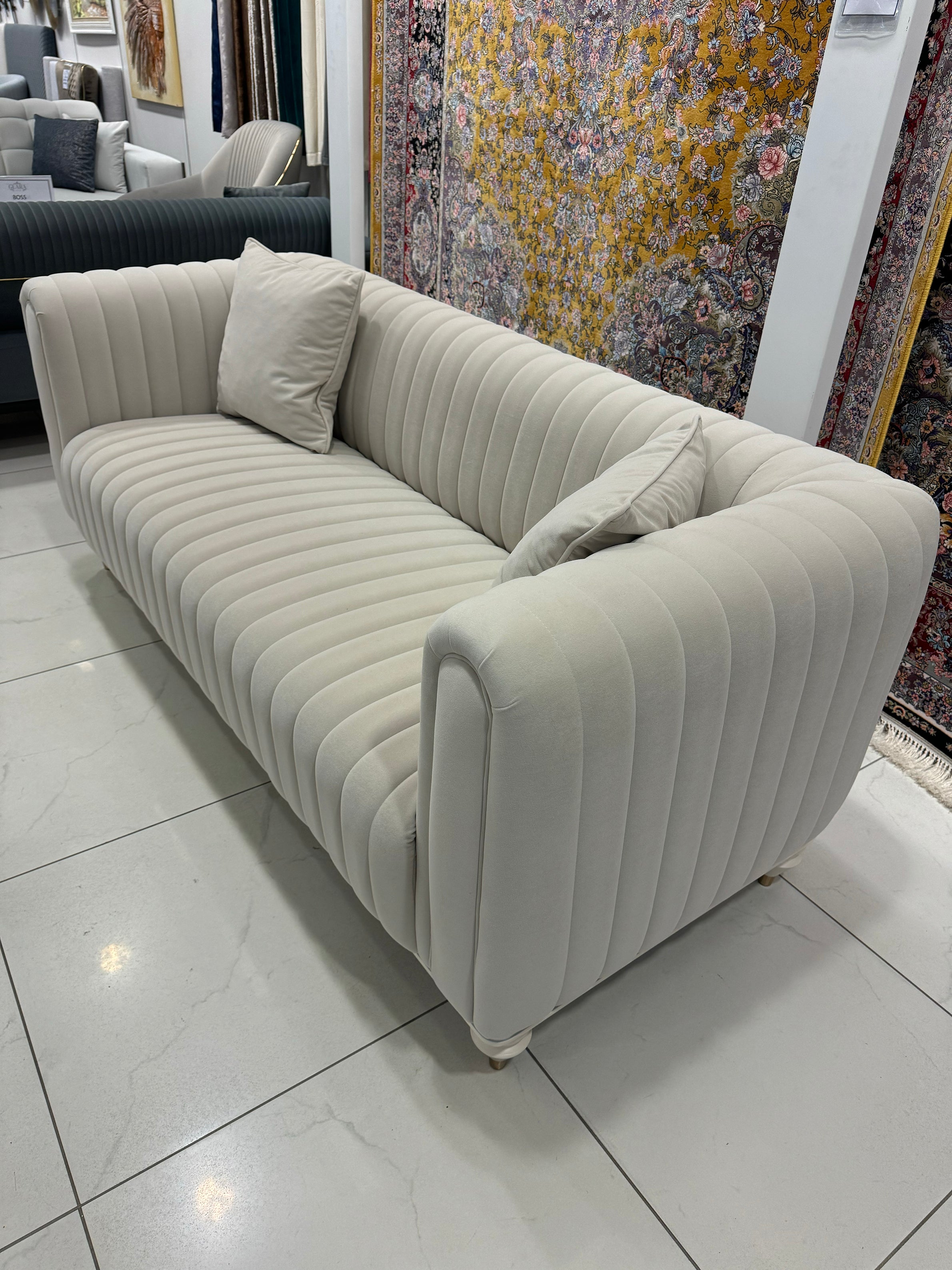 Inci LoveSeat (Anka01 Cream ) - GLARA HOME