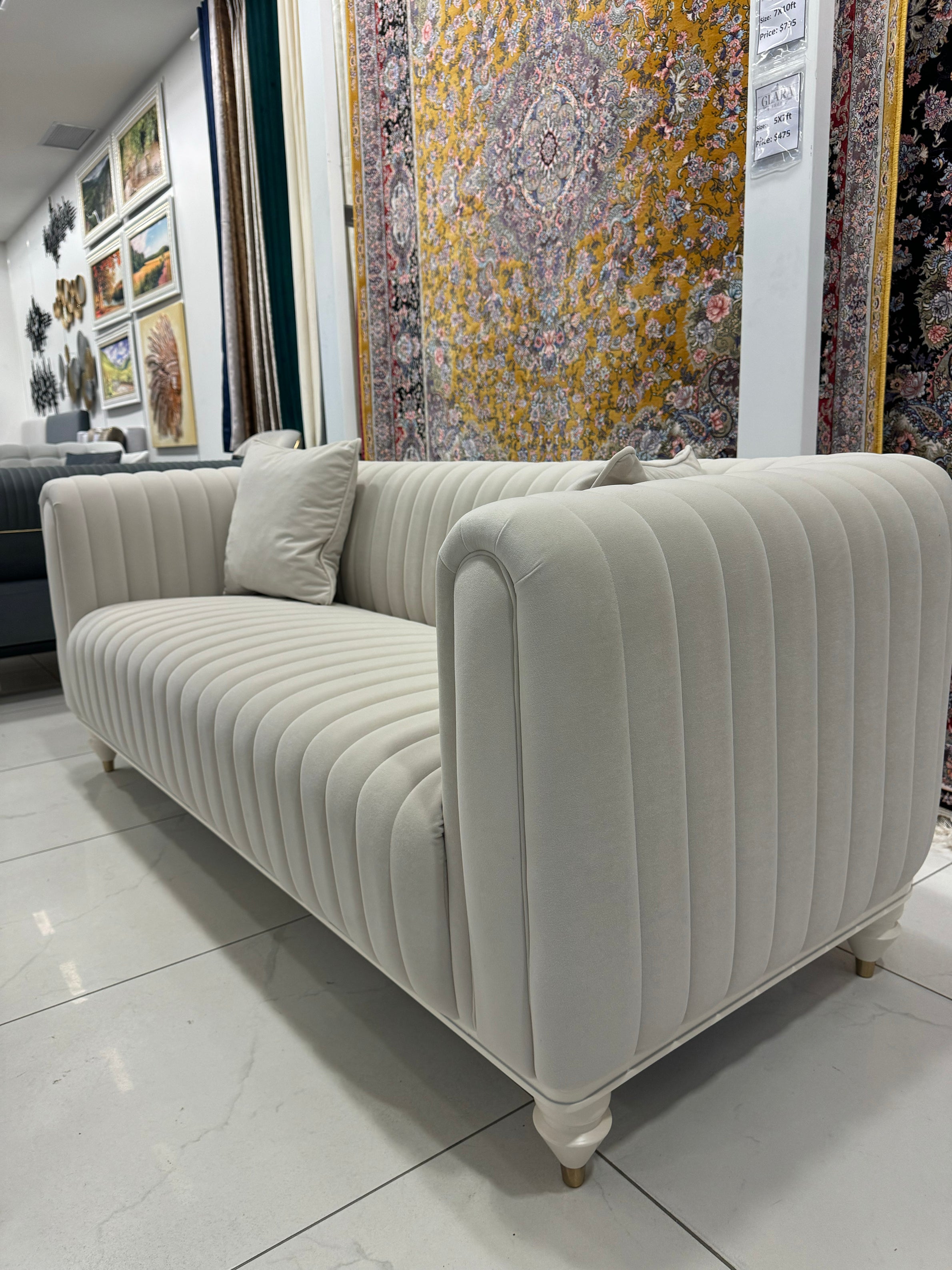 Inci LoveSeat (Anka01 Cream ) - GLARA HOME