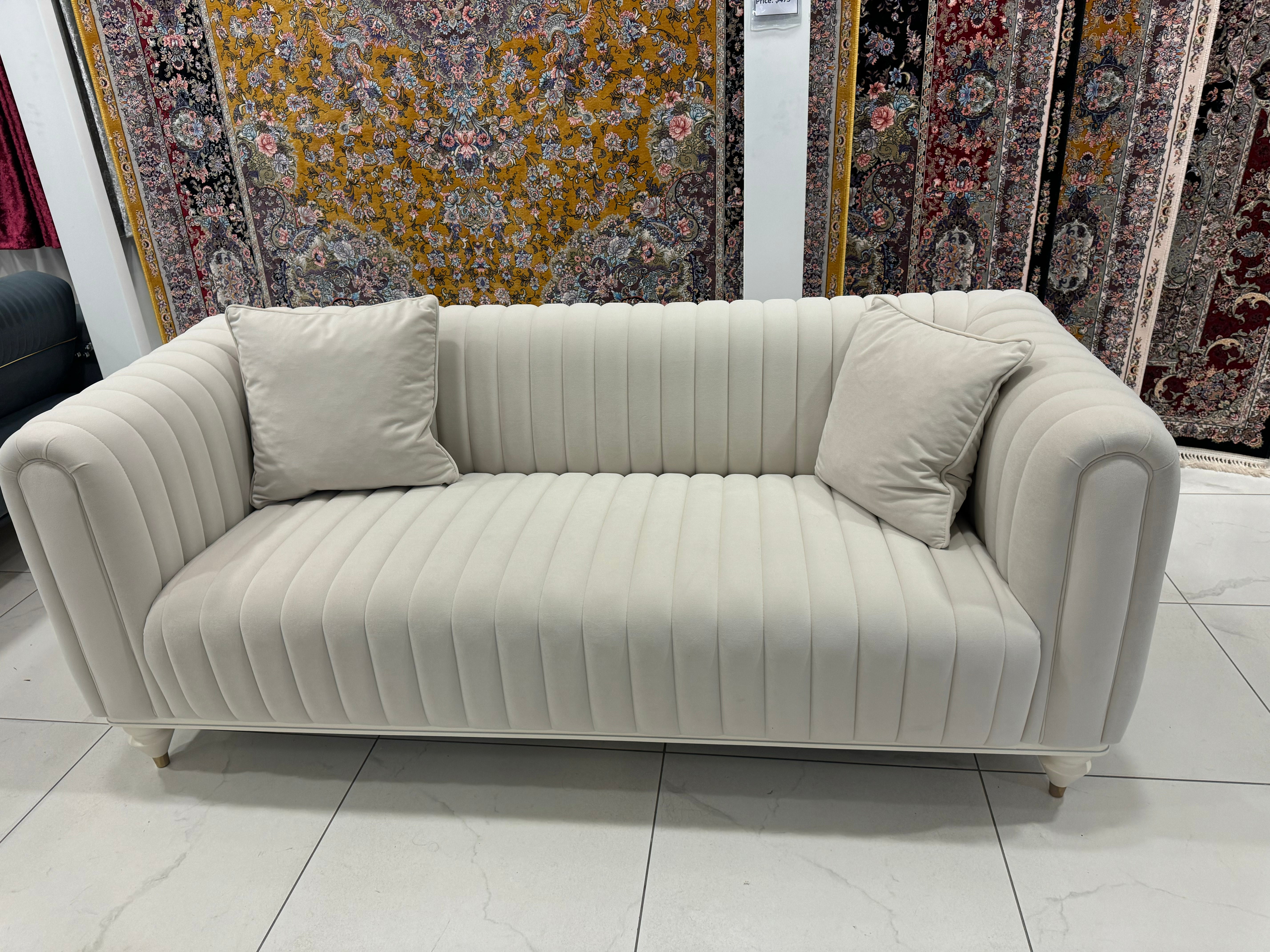 Inci LoveSeat (Anka01 Cream ) - GLARA HOME