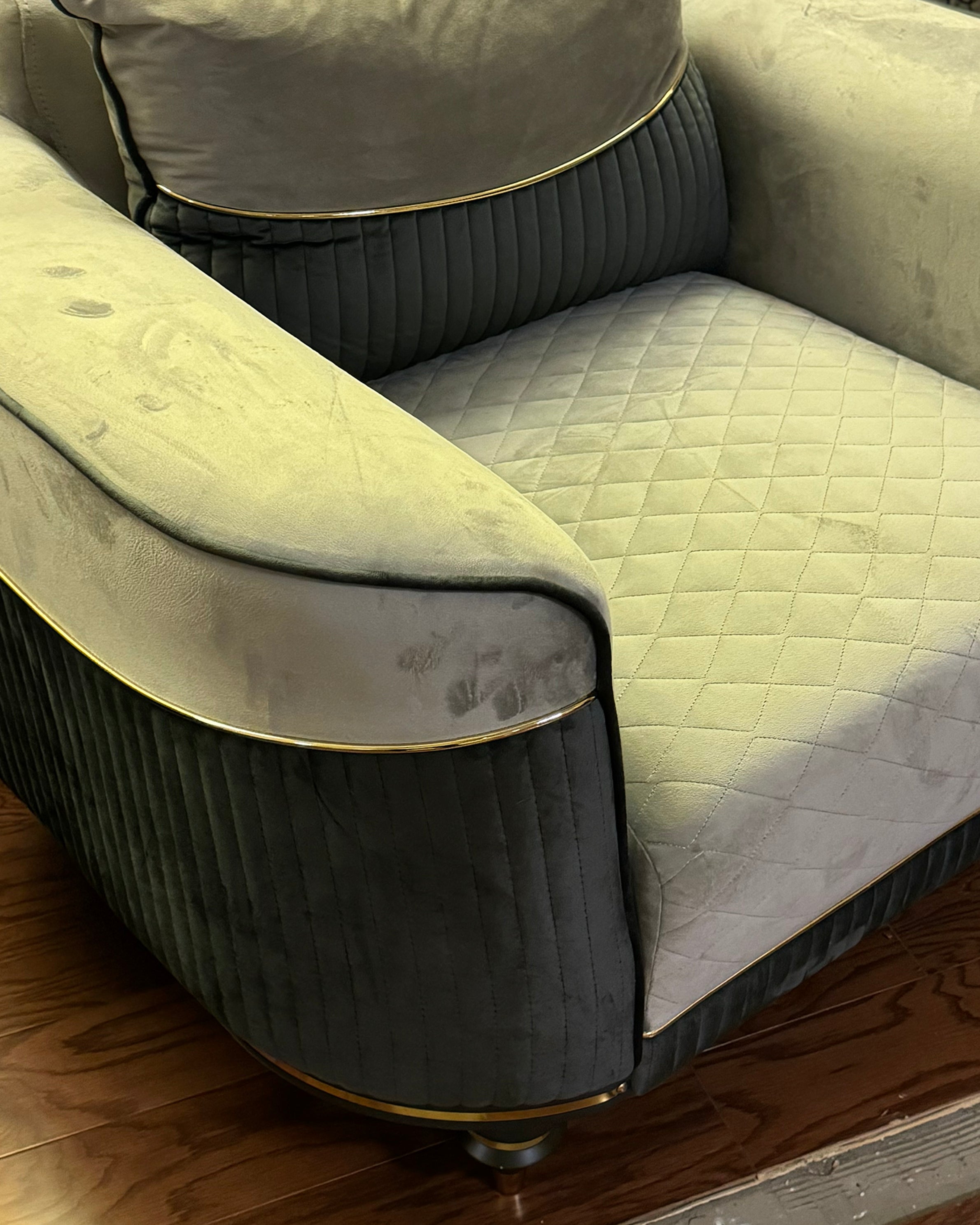 Isabella Accent Chair ( Puma05-31 Grey/ Gold - GLARA HOME