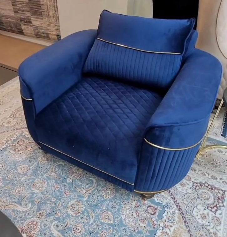 Isabella Accent Chair ( Puma22-49 Navy/ Gold - GLARA HOME